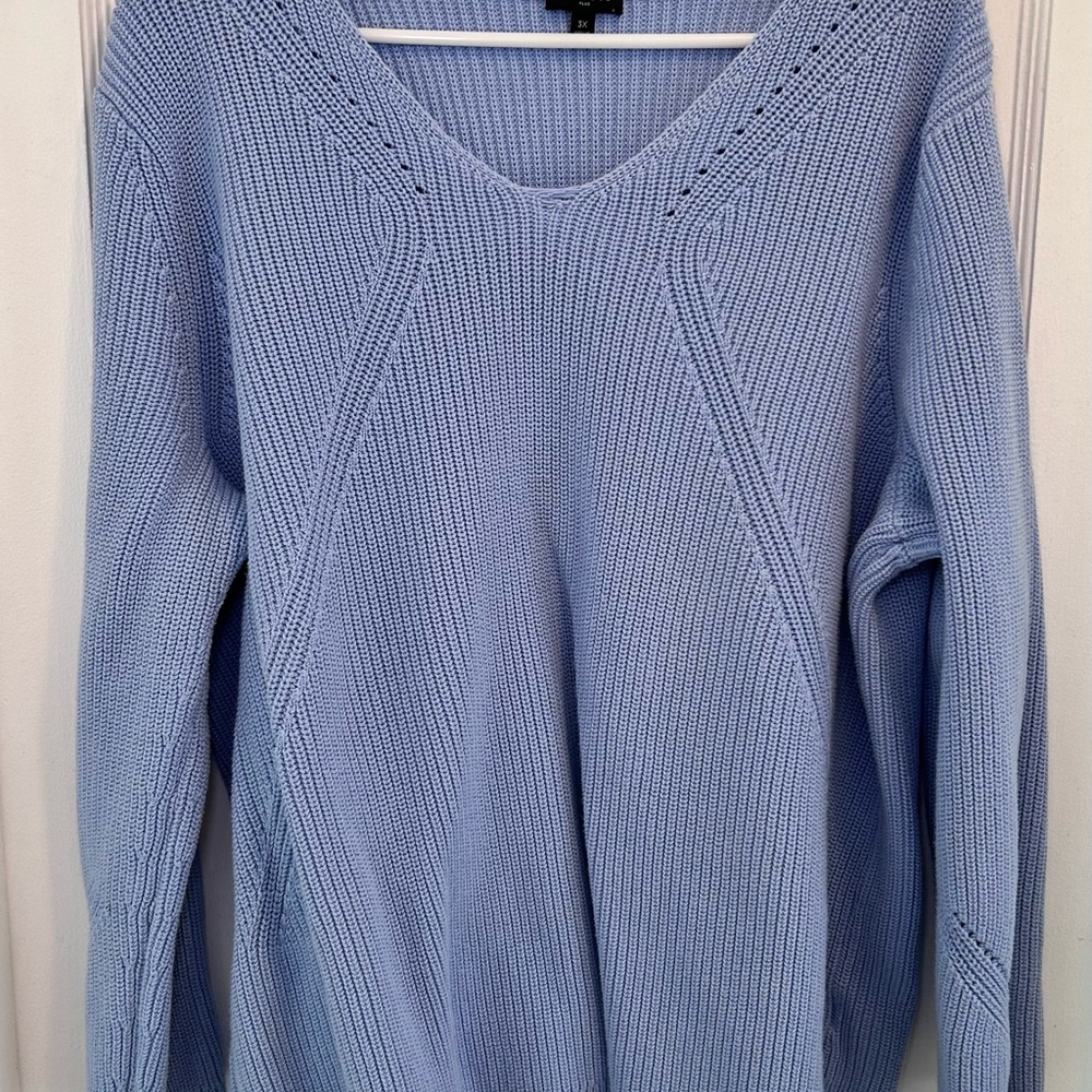 Talbots Blue Knit V-Neck Long Sleeve Pullover Sweater Women’s Plus 3X